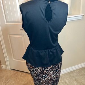 Dresses - Sleeveless Black and Leopard print dress Dresses - Sleeveless Black and Leopard print dress